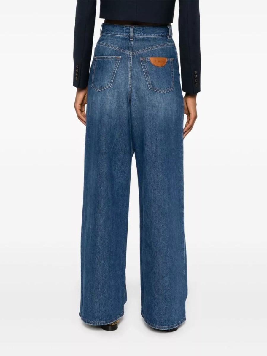 Chloé Jeans in denim a gamba larga in cotone, view 2