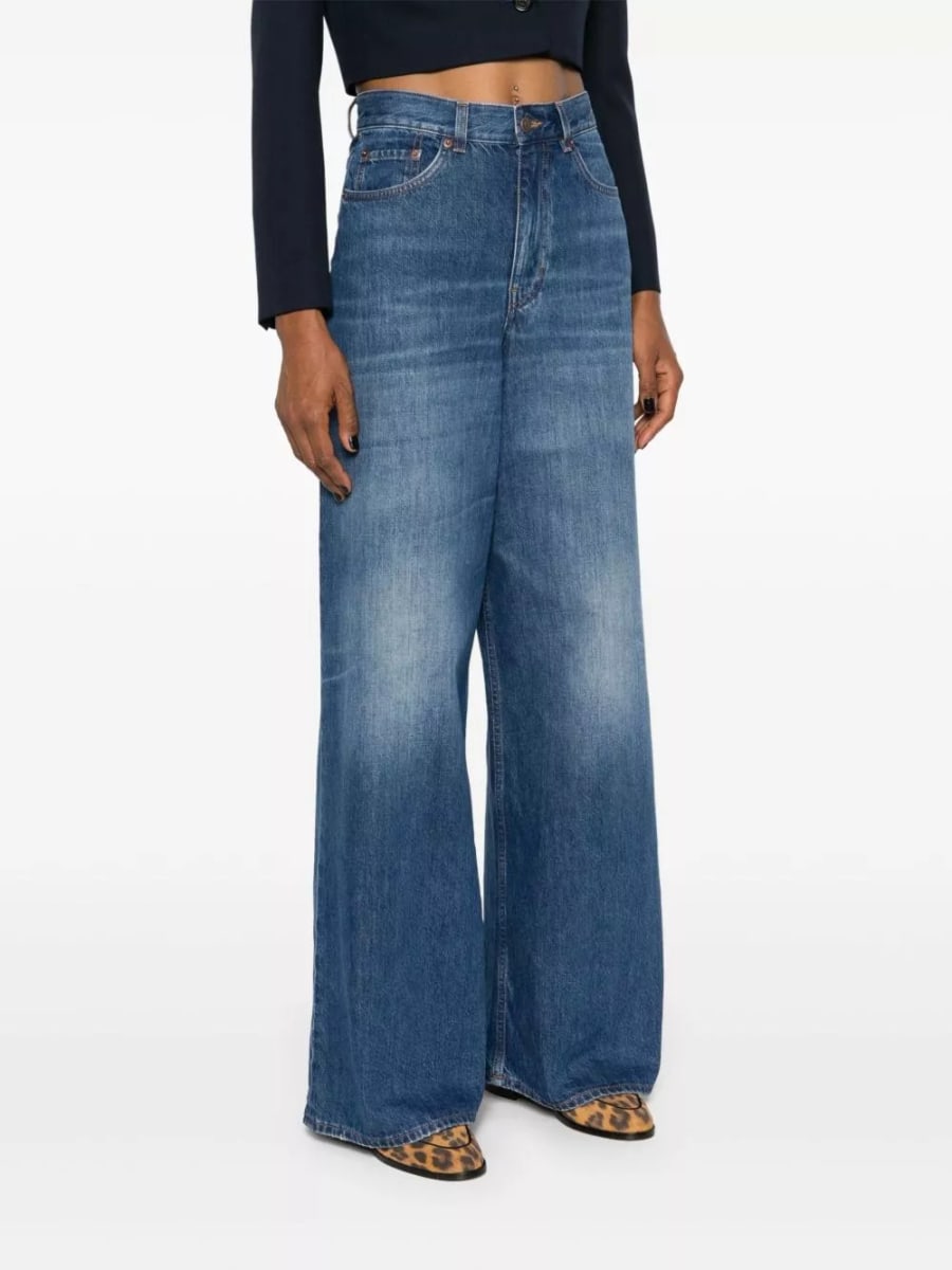Chloé Jeans in denim a gamba larga in cotone, view 3
