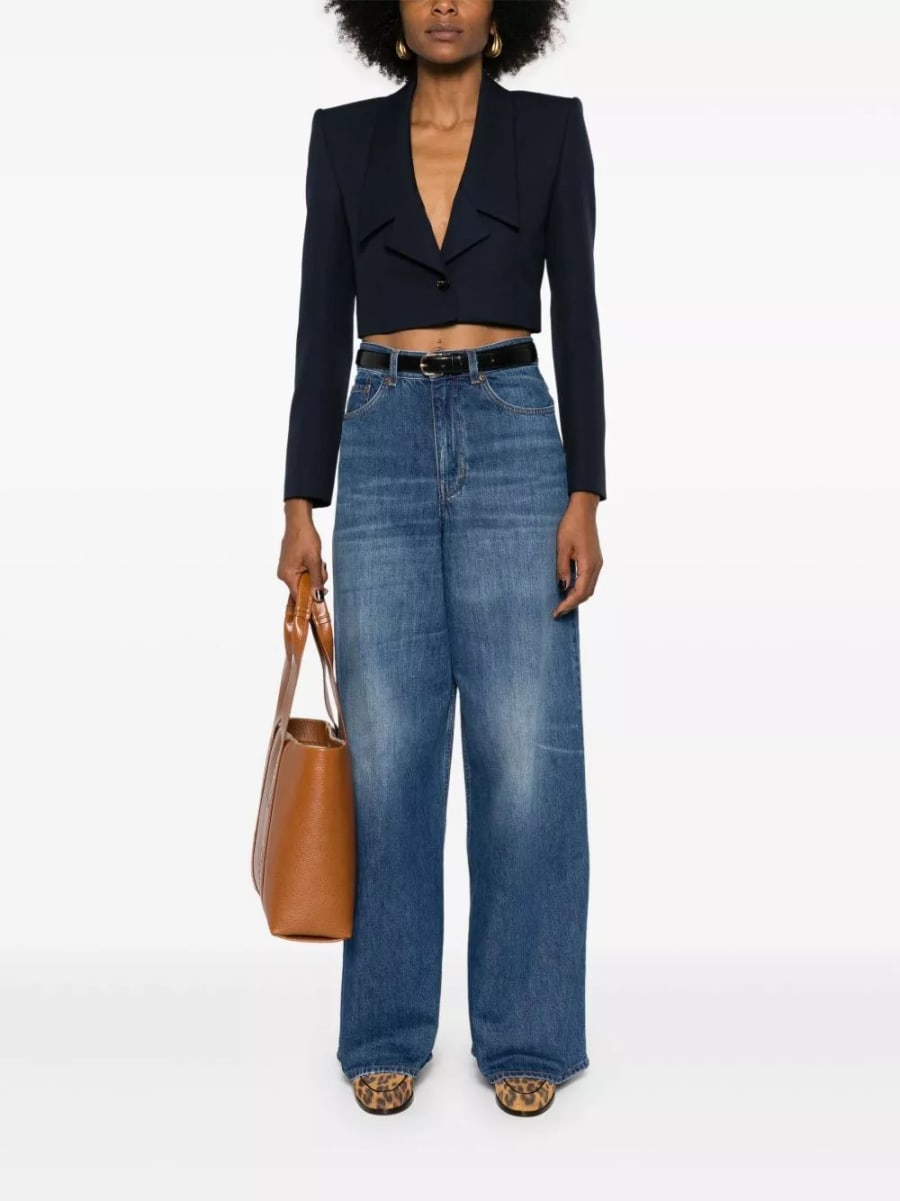 Chloé Jeans in denim a gamba larga in cotone, view 4