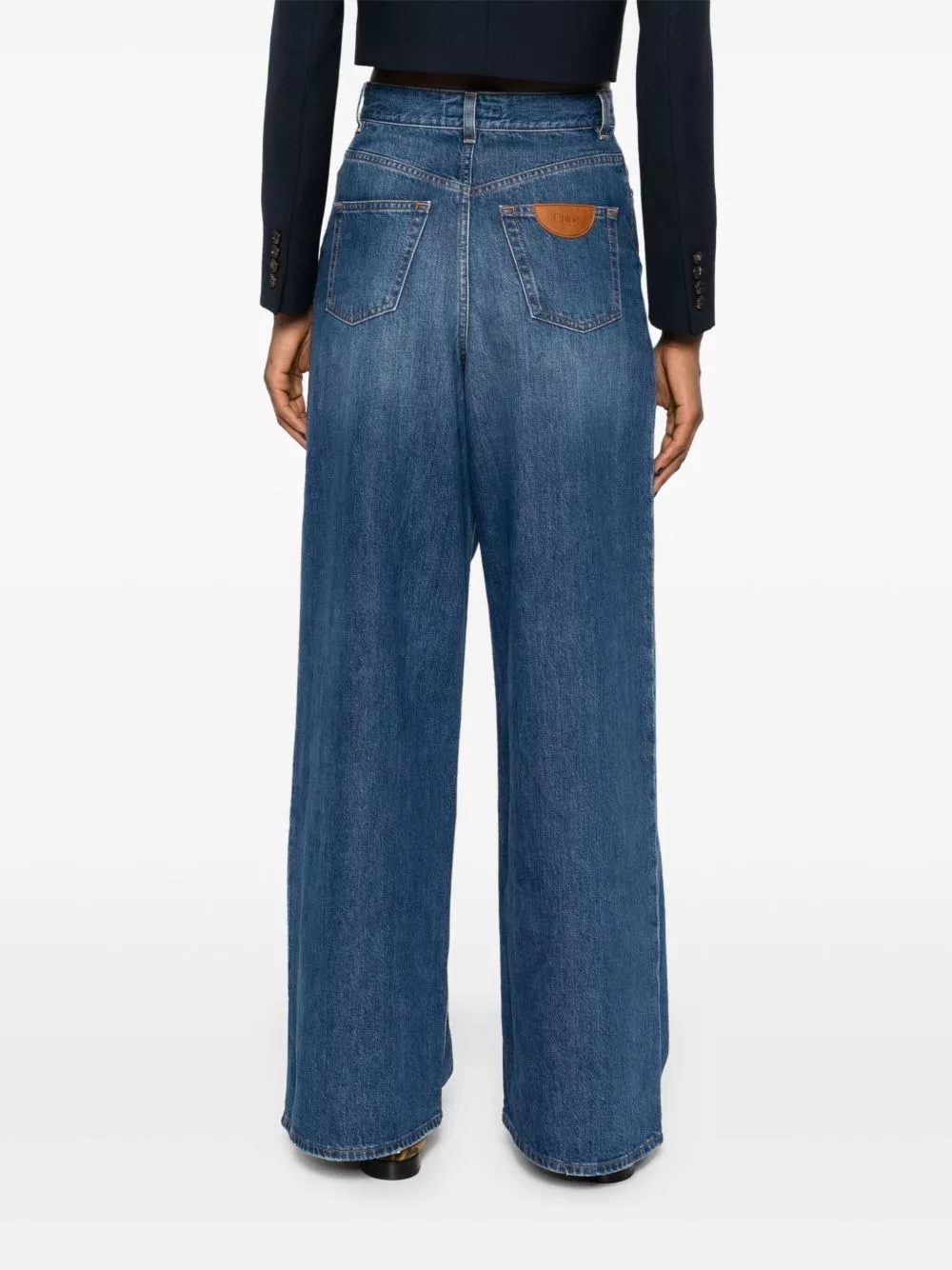 Chloé Jeans in denim a gamba larga in cotone, view 2