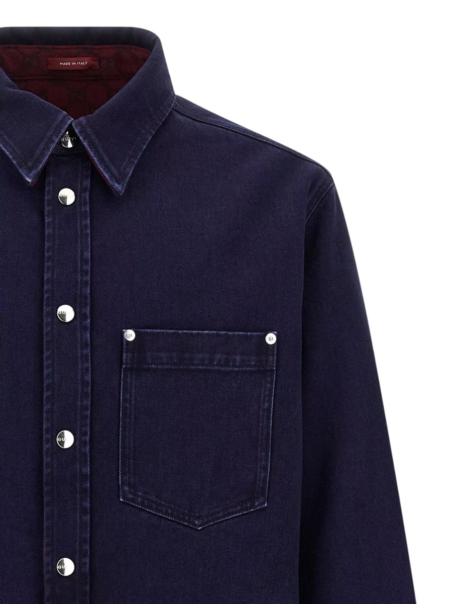 Gucci Camicia in cotone reversibile, view 4