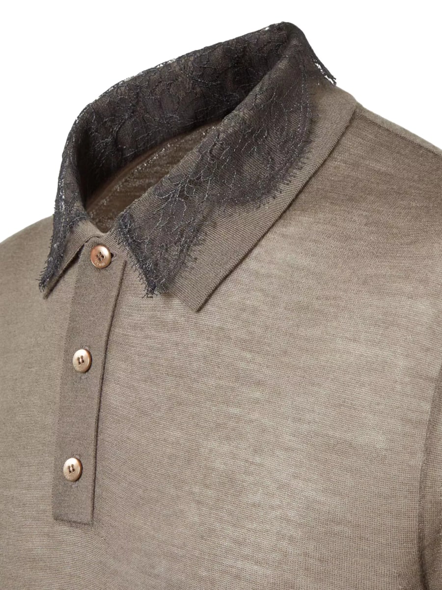 Fendi Polo in cashmere e pizzo, view 3