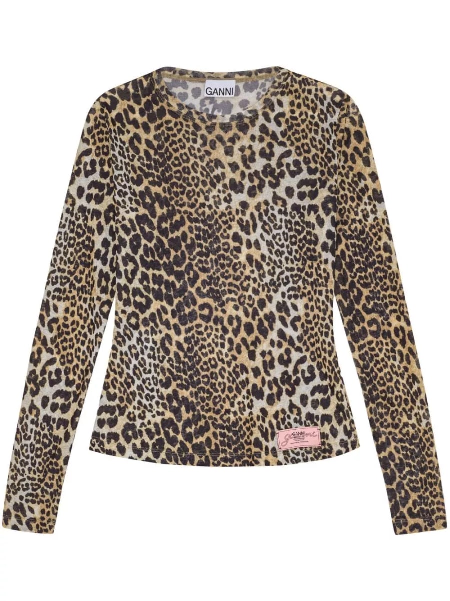 Ganni Top in stampa leopardata