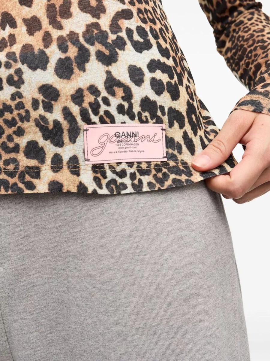 Ganni Top in stampa leopardata, view 5