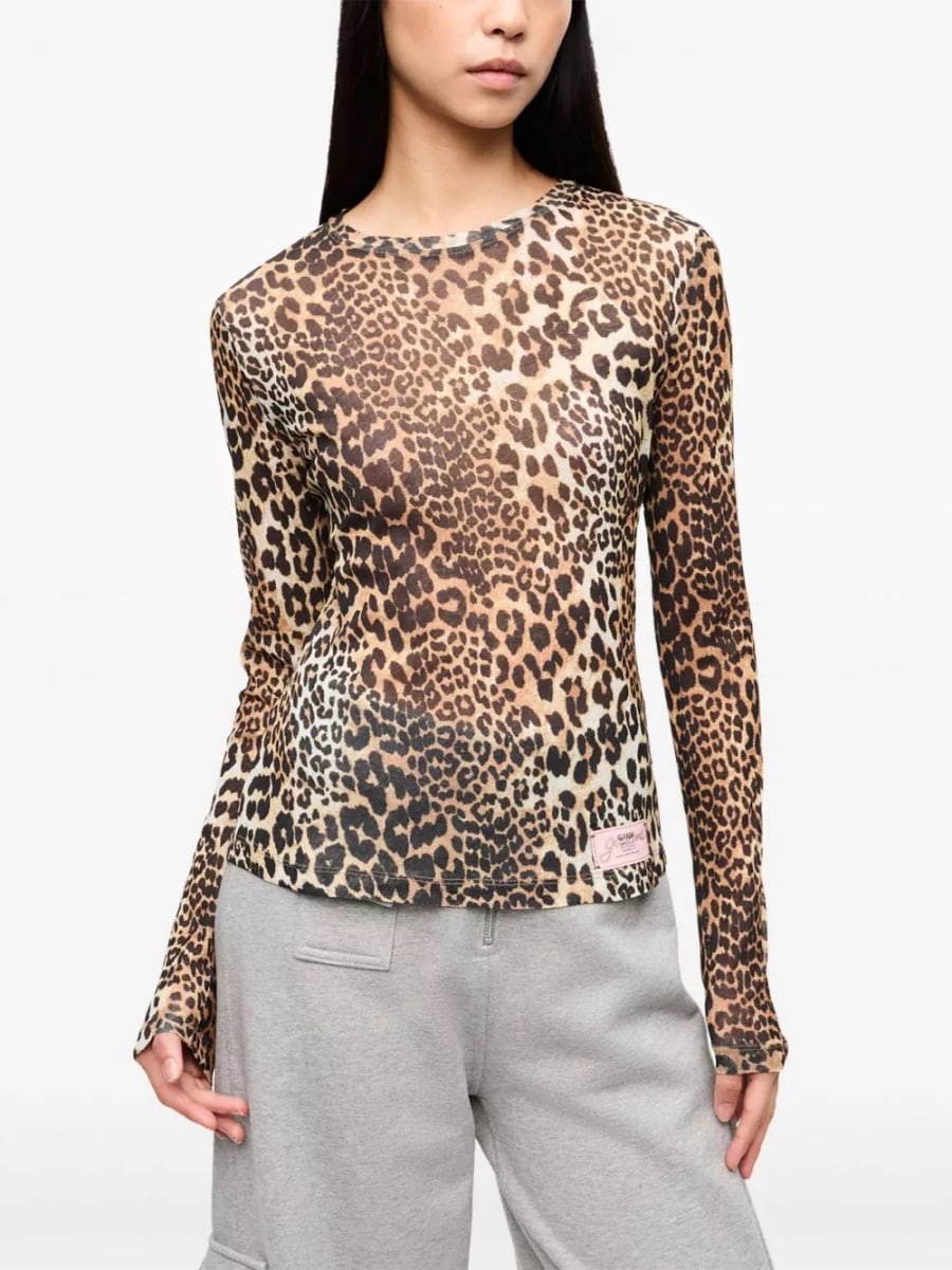 Ganni Top in stampa leopardata, view 6