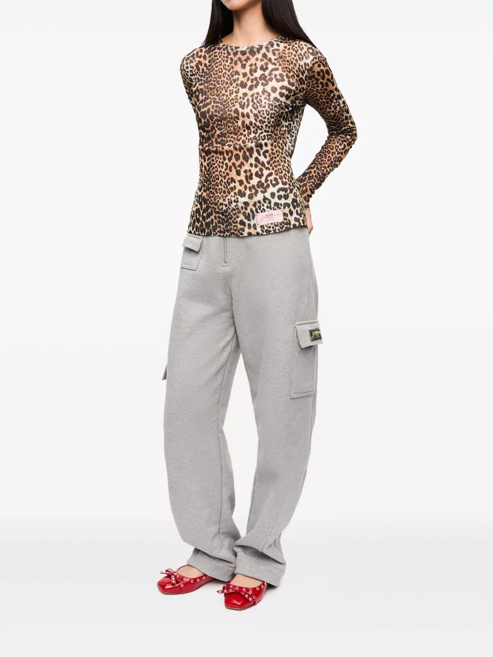 Ganni Top in stampa leopardata, view 2