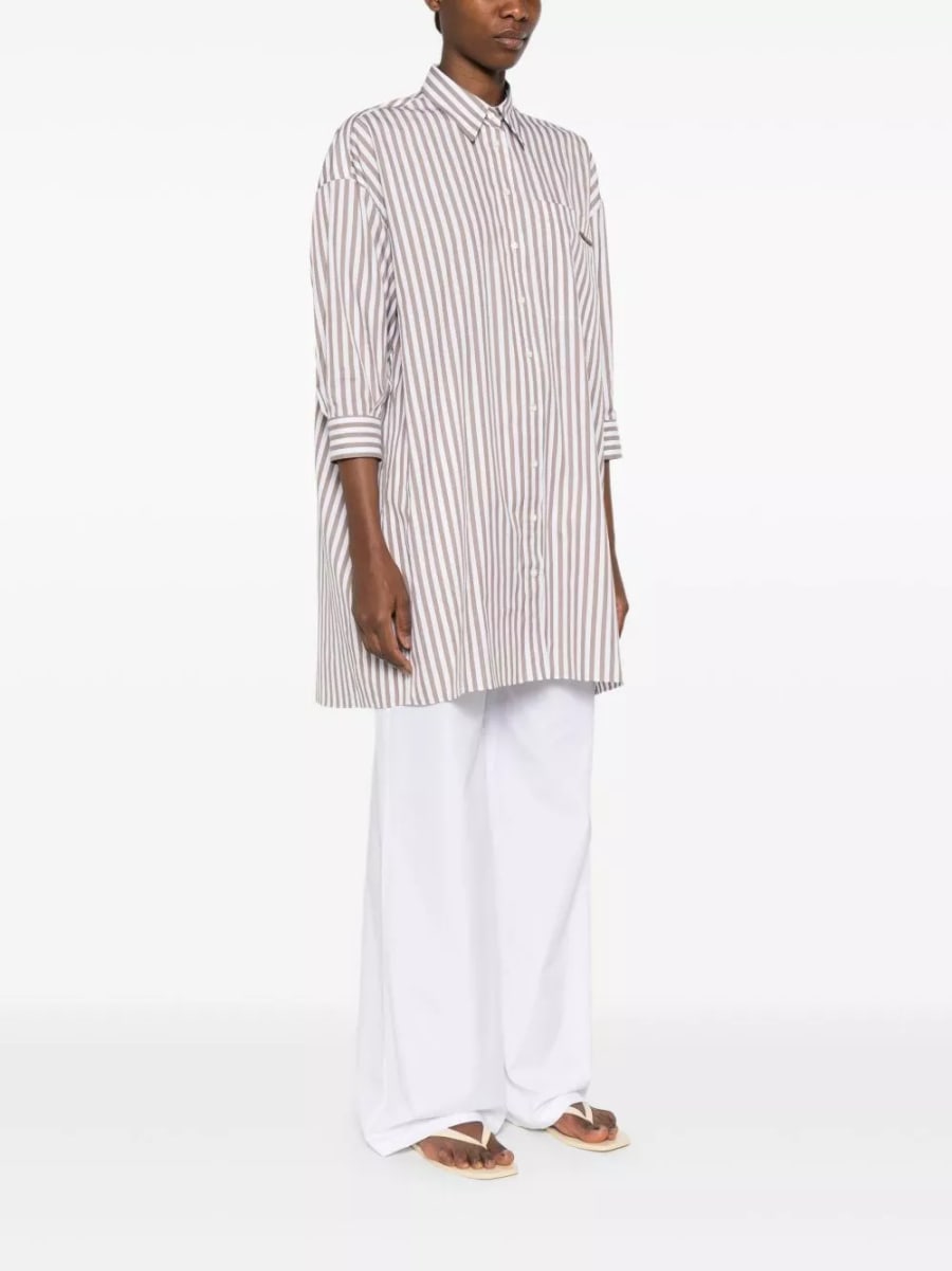 Brunello Cucinelli Camicia in cotone e seta a righe, view 4