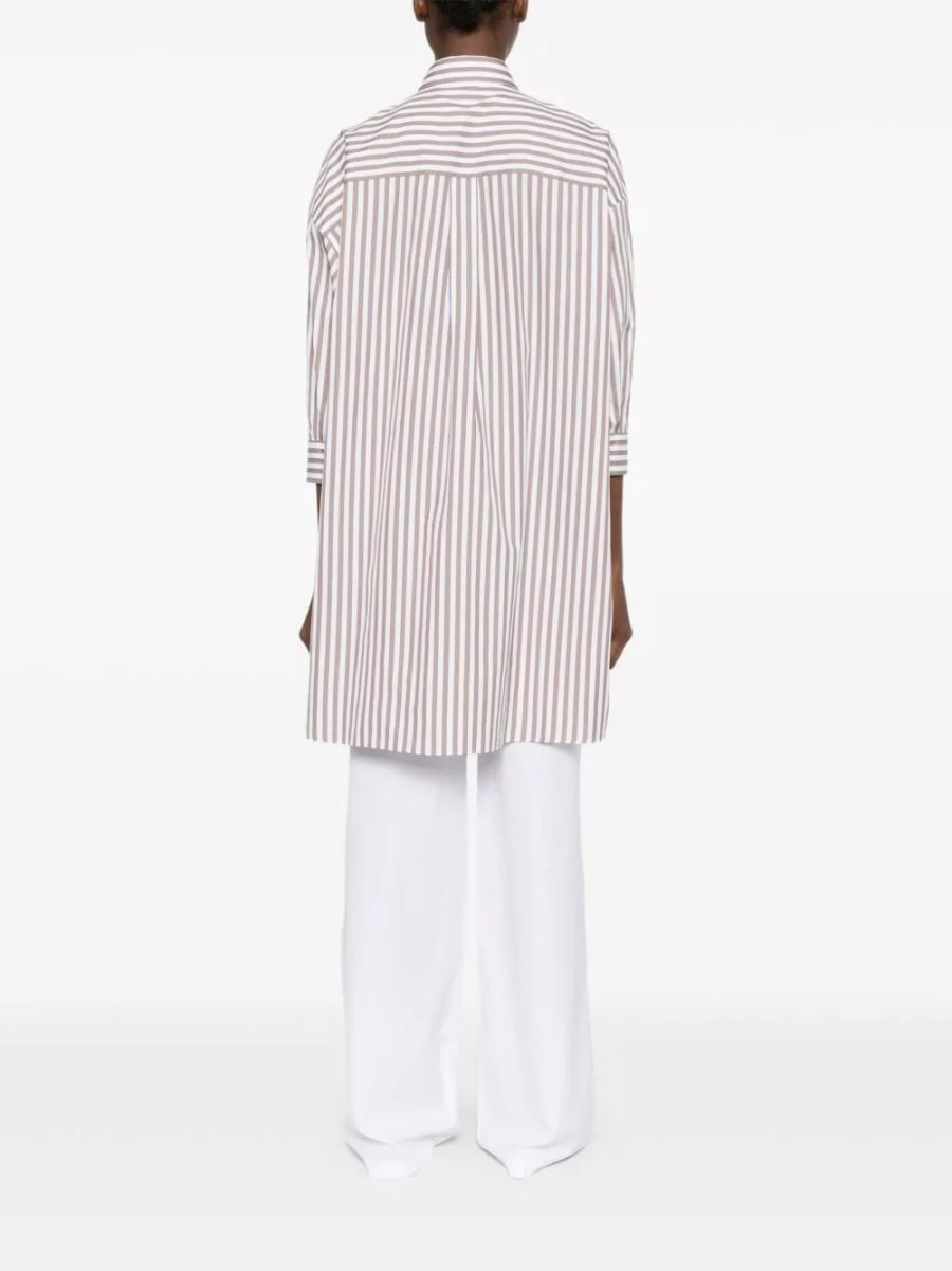Brunello Cucinelli Camicia in cotone e seta a righe, view 5