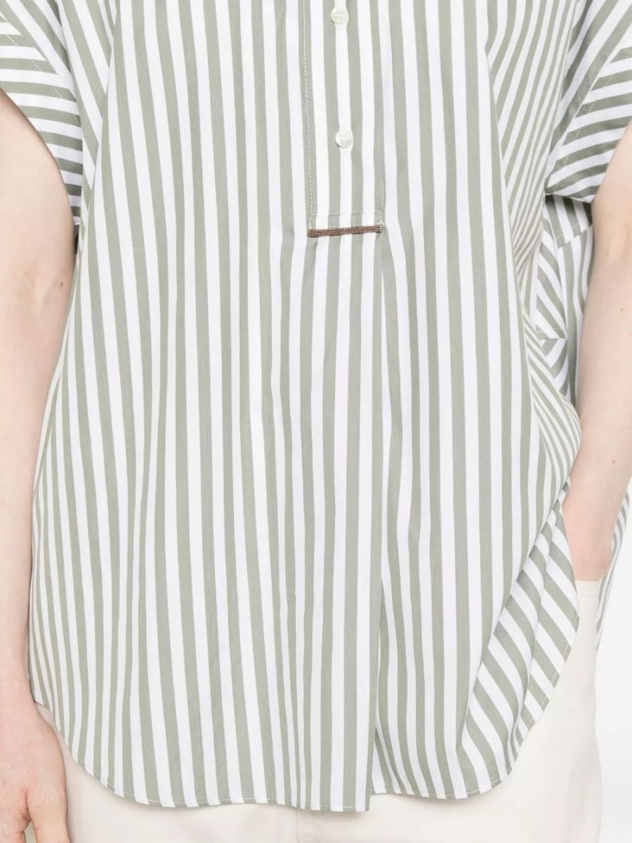 Brunello Cucinelli Camicia a righe in cotone e seta, view 2