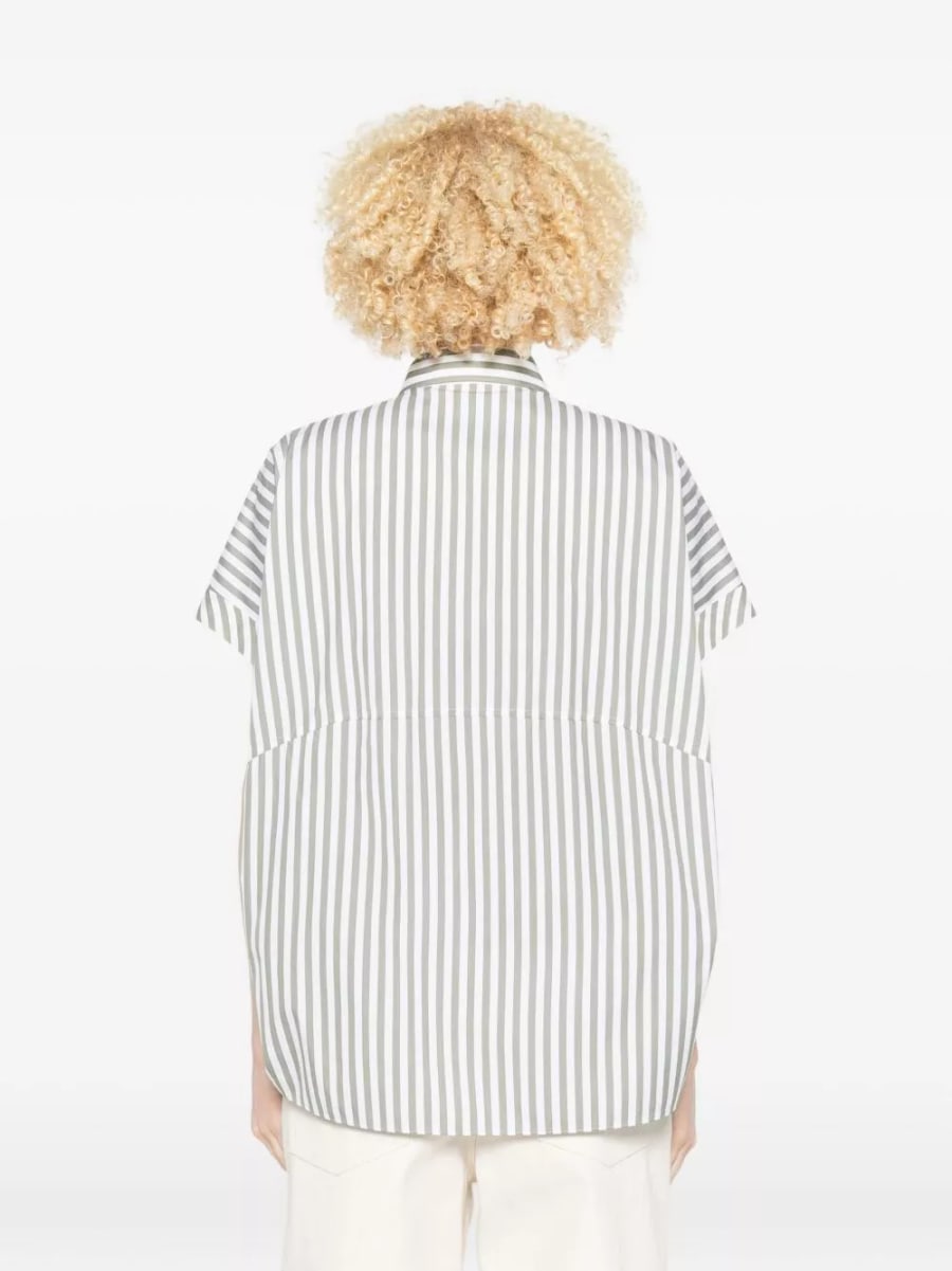 Brunello Cucinelli Camicia a righe in cotone e seta, view 4