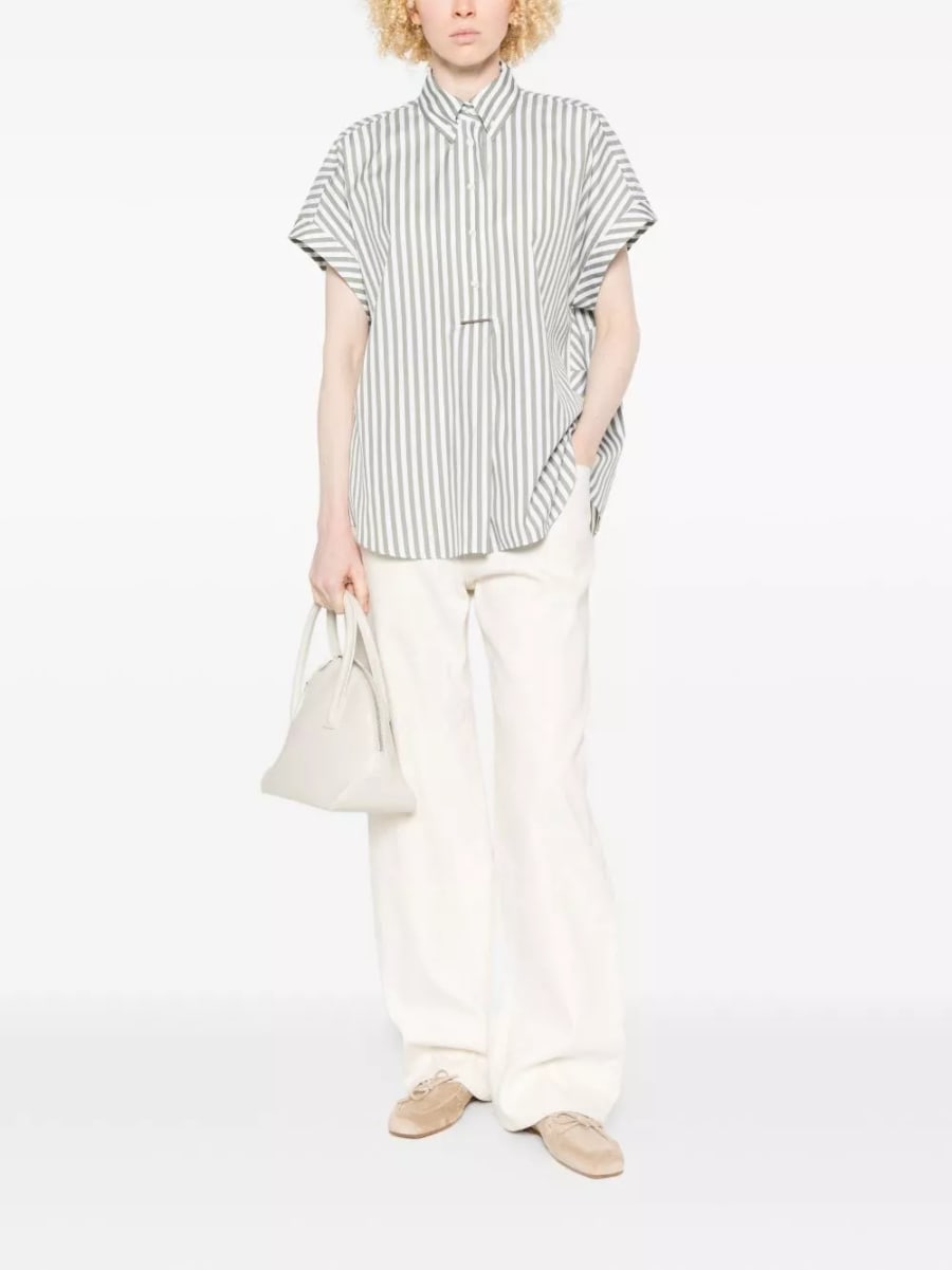 Brunello Cucinelli Camicia a righe in cotone e seta, view 5