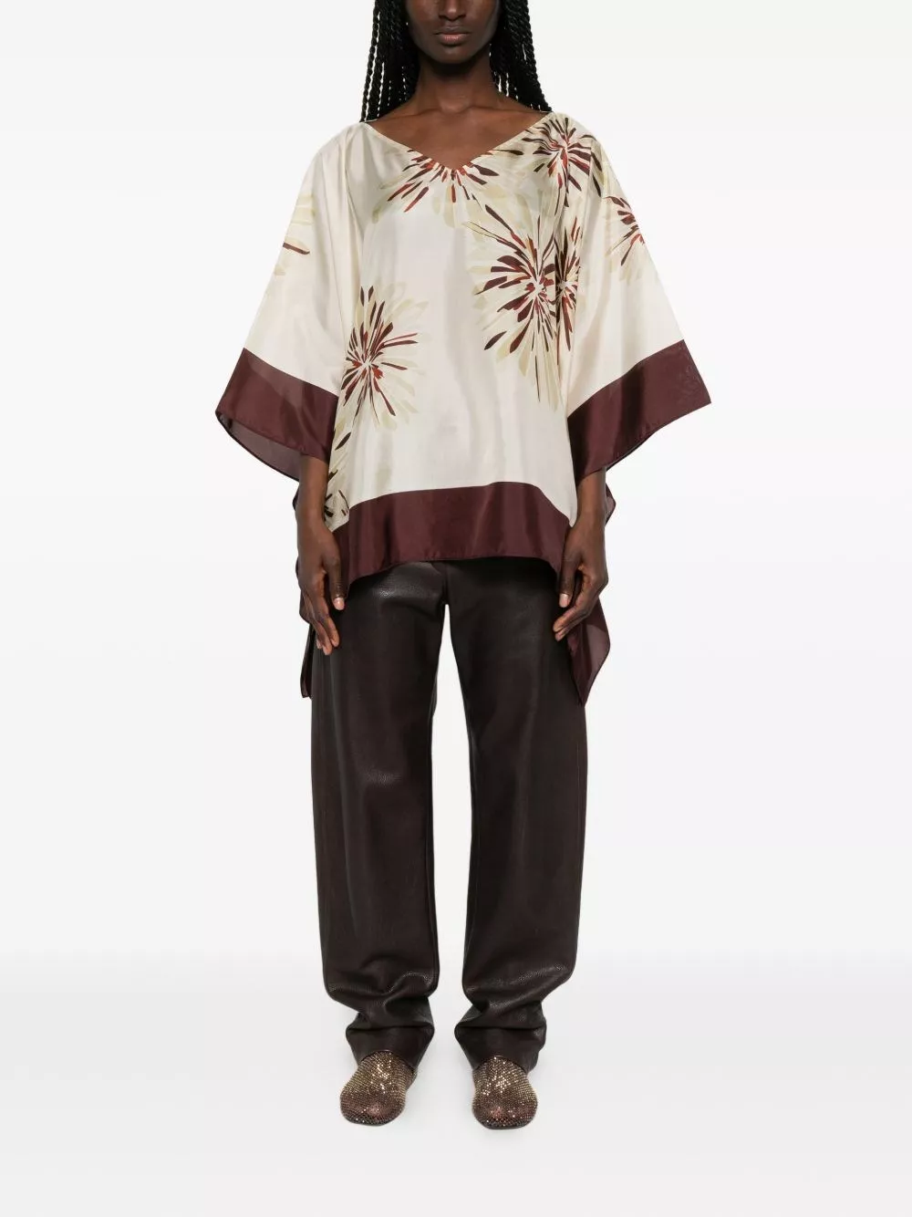 Brunello Cucinelli Blusa in seta stampata, view 2