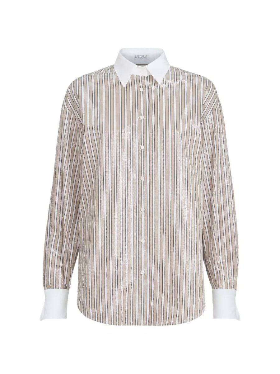 Brunello Cucinelli Camicia a righe in cotone