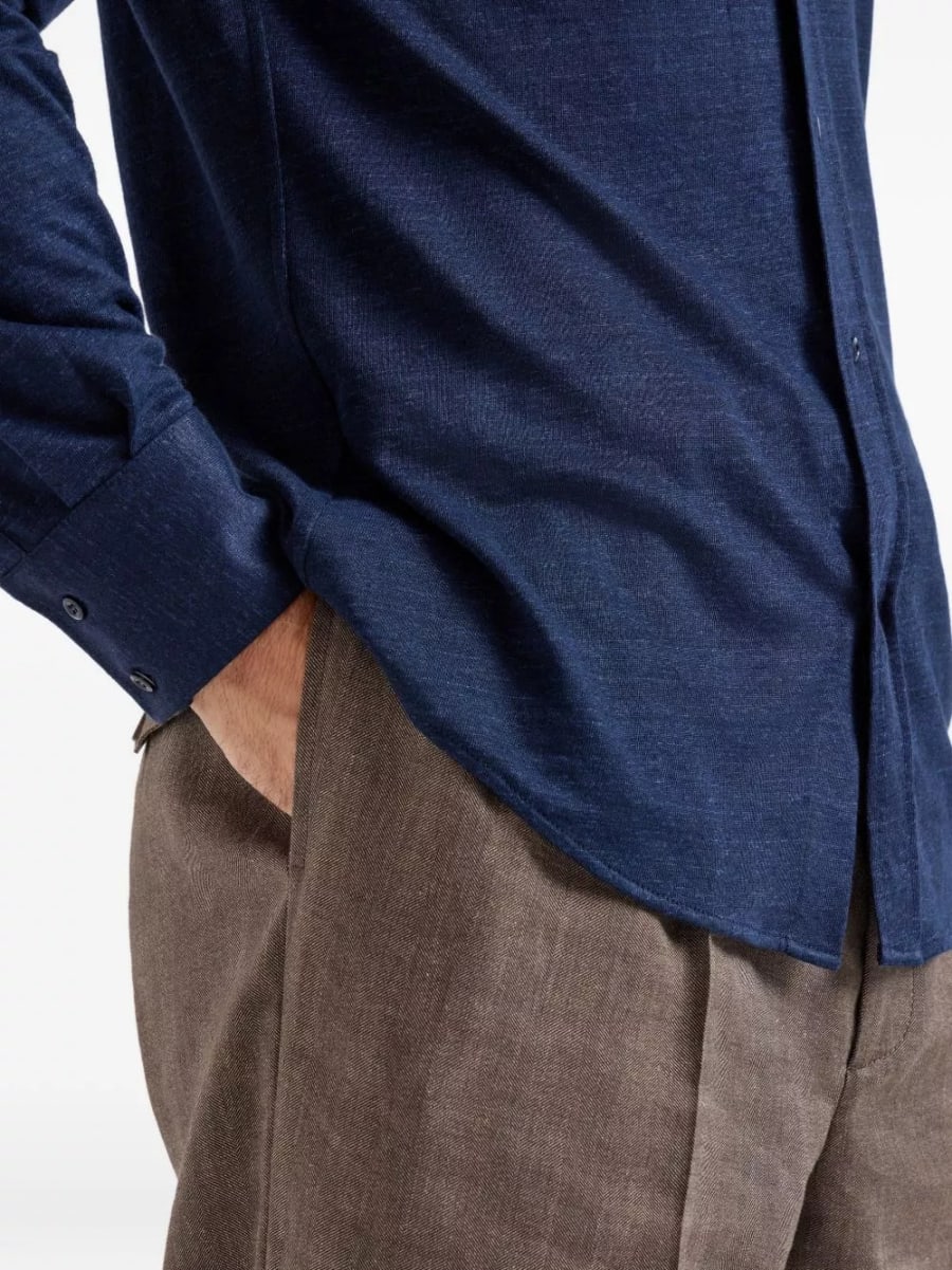 Brunello Cucinelli Camicia in misto lino e cotone, view 3