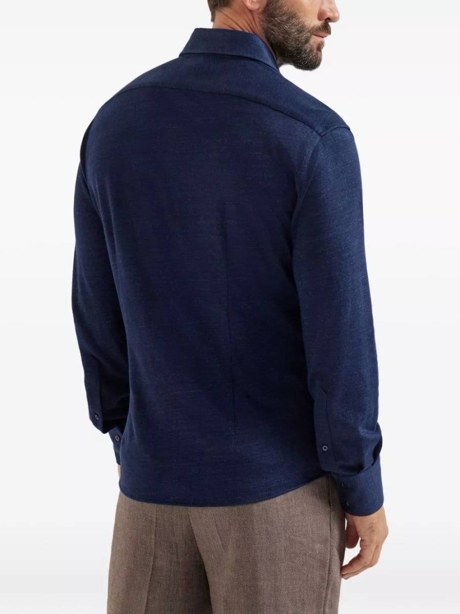 Brunello Cucinelli Camicia in misto lino e cotone, view 4
