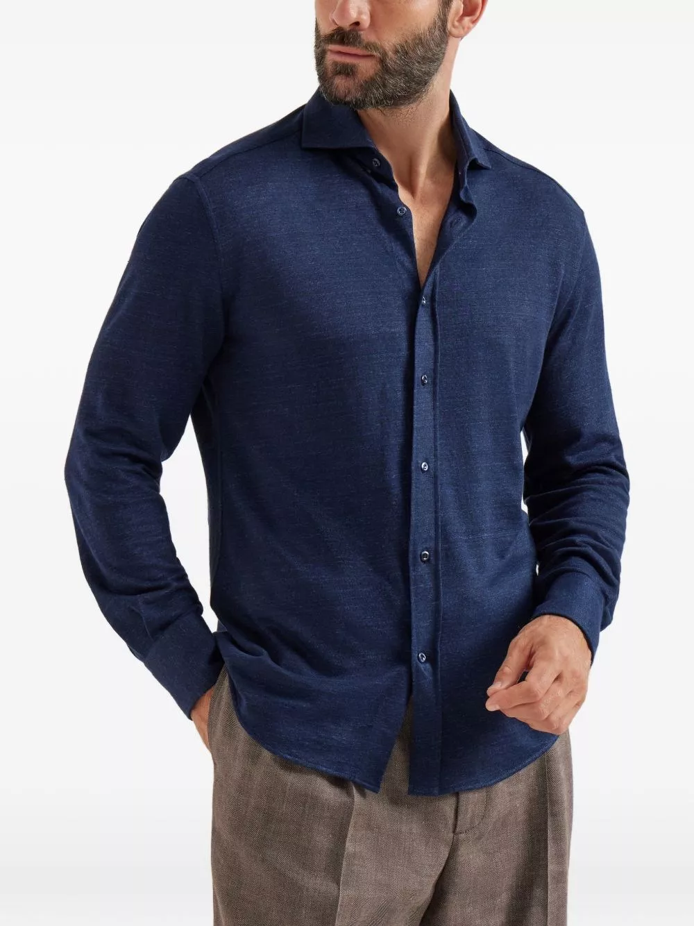 Brunello Cucinelli Camicia in misto lino e cotone, view 2