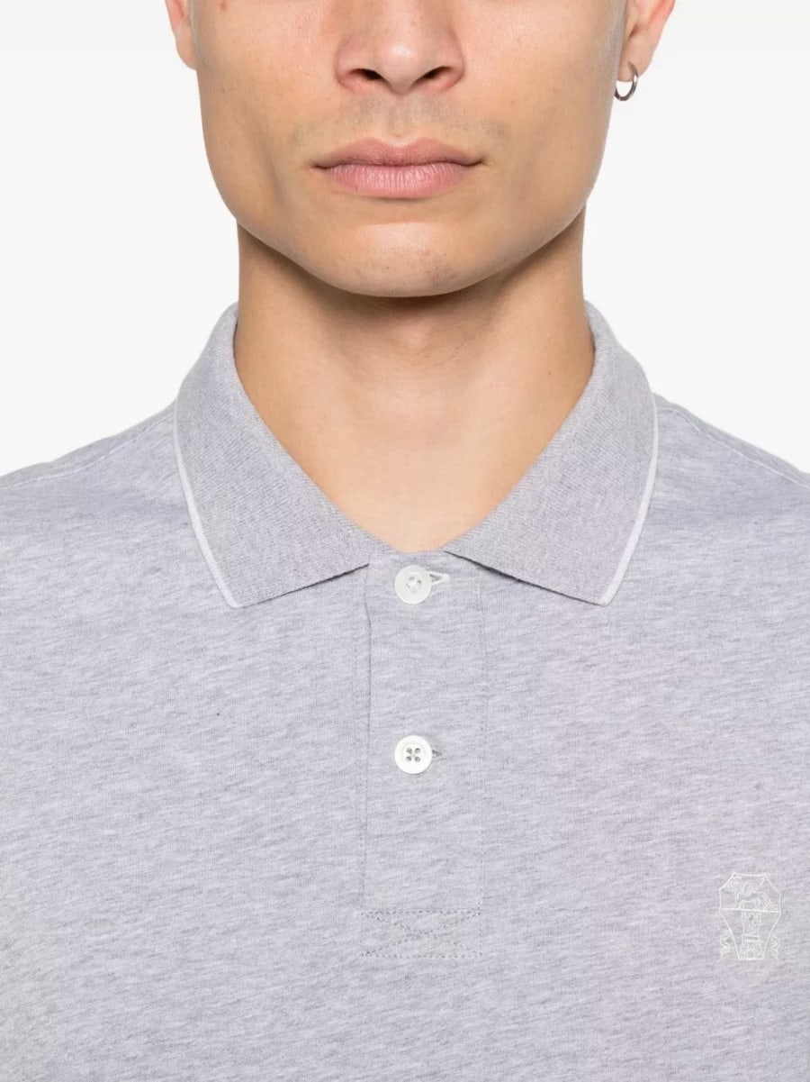 Brunello Cucinelli la polo in cotone con logo, view 2