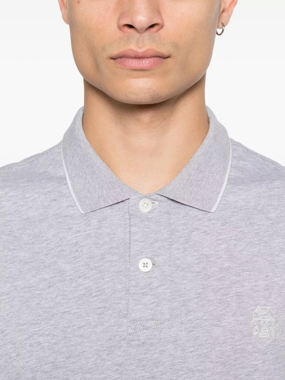 Brunello Cucinelli la polo in cotone con logo, view 2