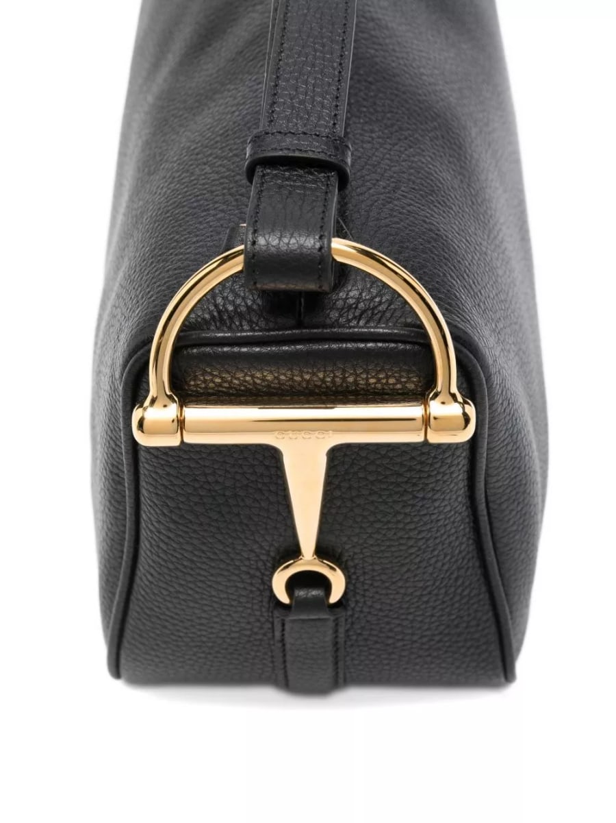 Gucci Borsa a spalla in pelle Half Horsebit media, view 3