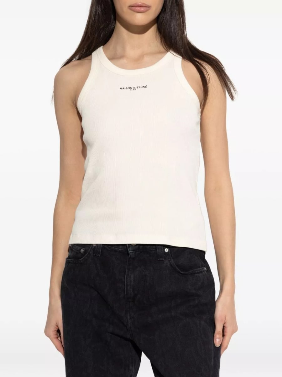 Maison kitsune' Top in cotone con logo, view 2