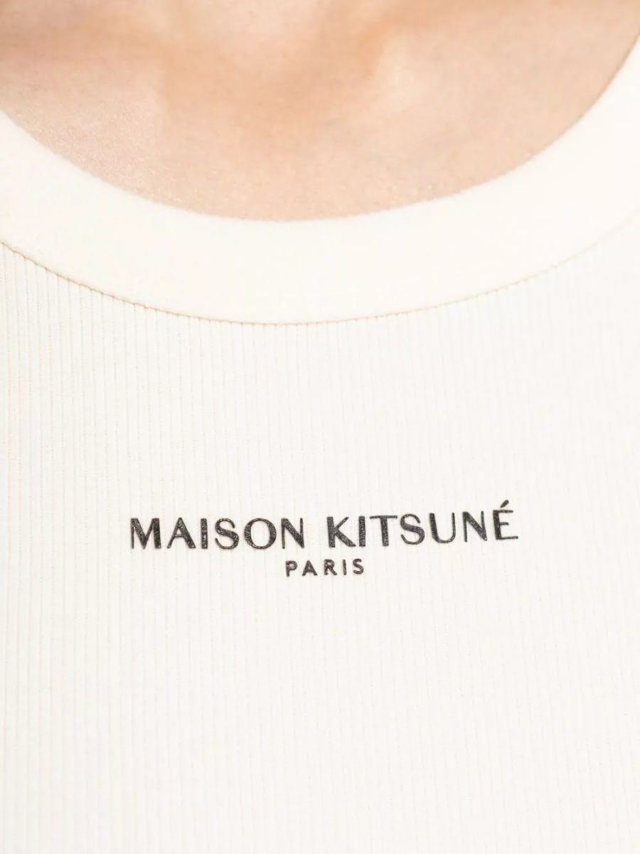 Maison kitsune' Top in cotone con logo, view 4