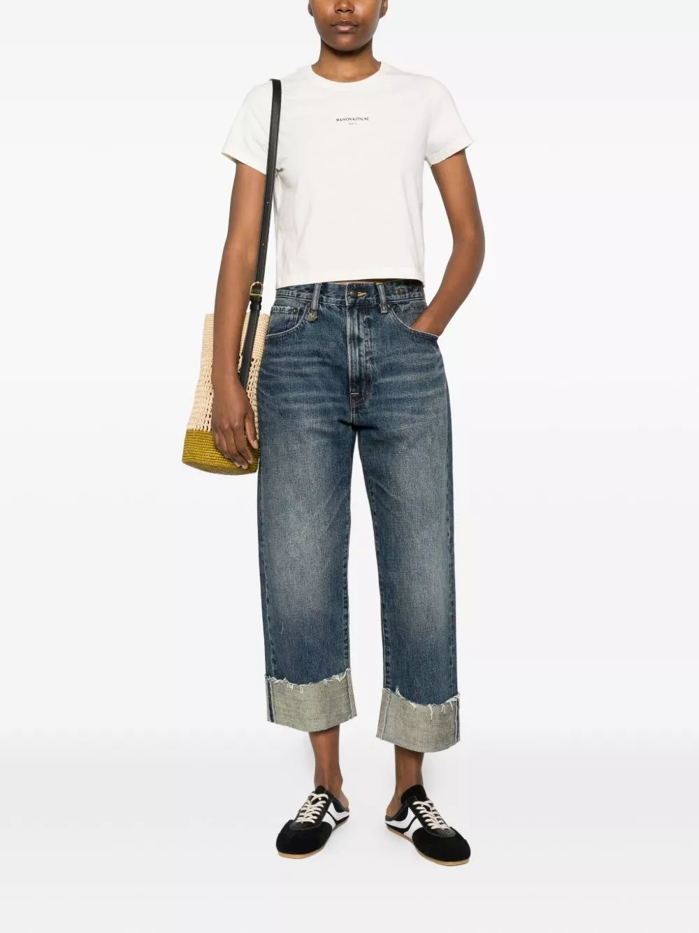 Maison kitsune' T-shirt in cotone con logo, view 2