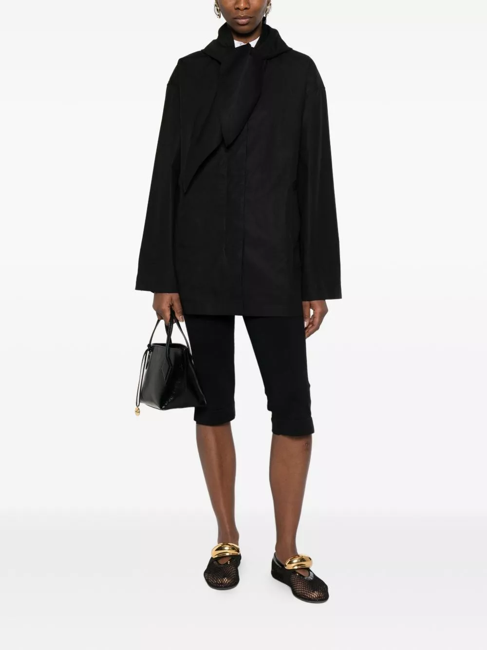 Toteme Giacca blouson in cotone con sciarpa, view 2