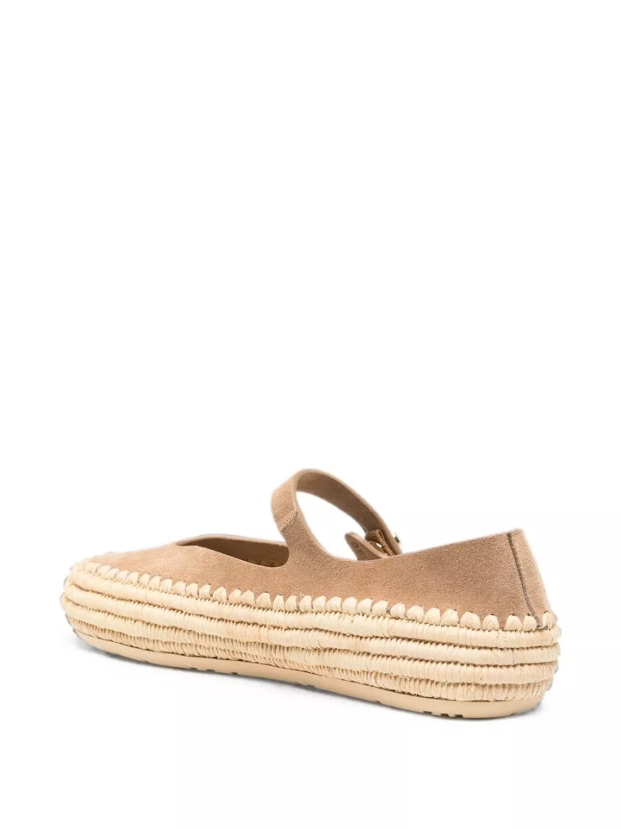 Loewe paula's ibiza Ballerine in suede e rafia Rio, view 2