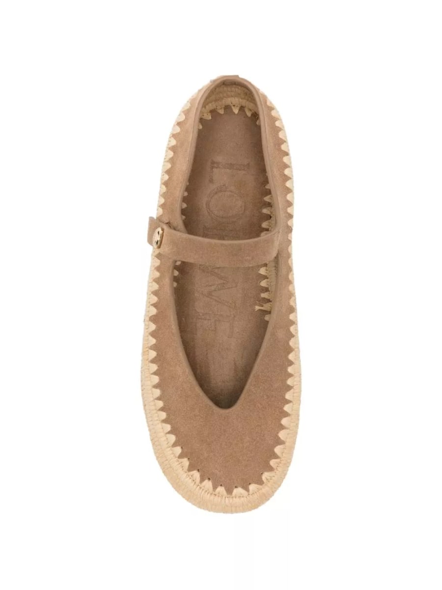 Loewe paula's ibiza Ballerine in suede e rafia Rio, view 4