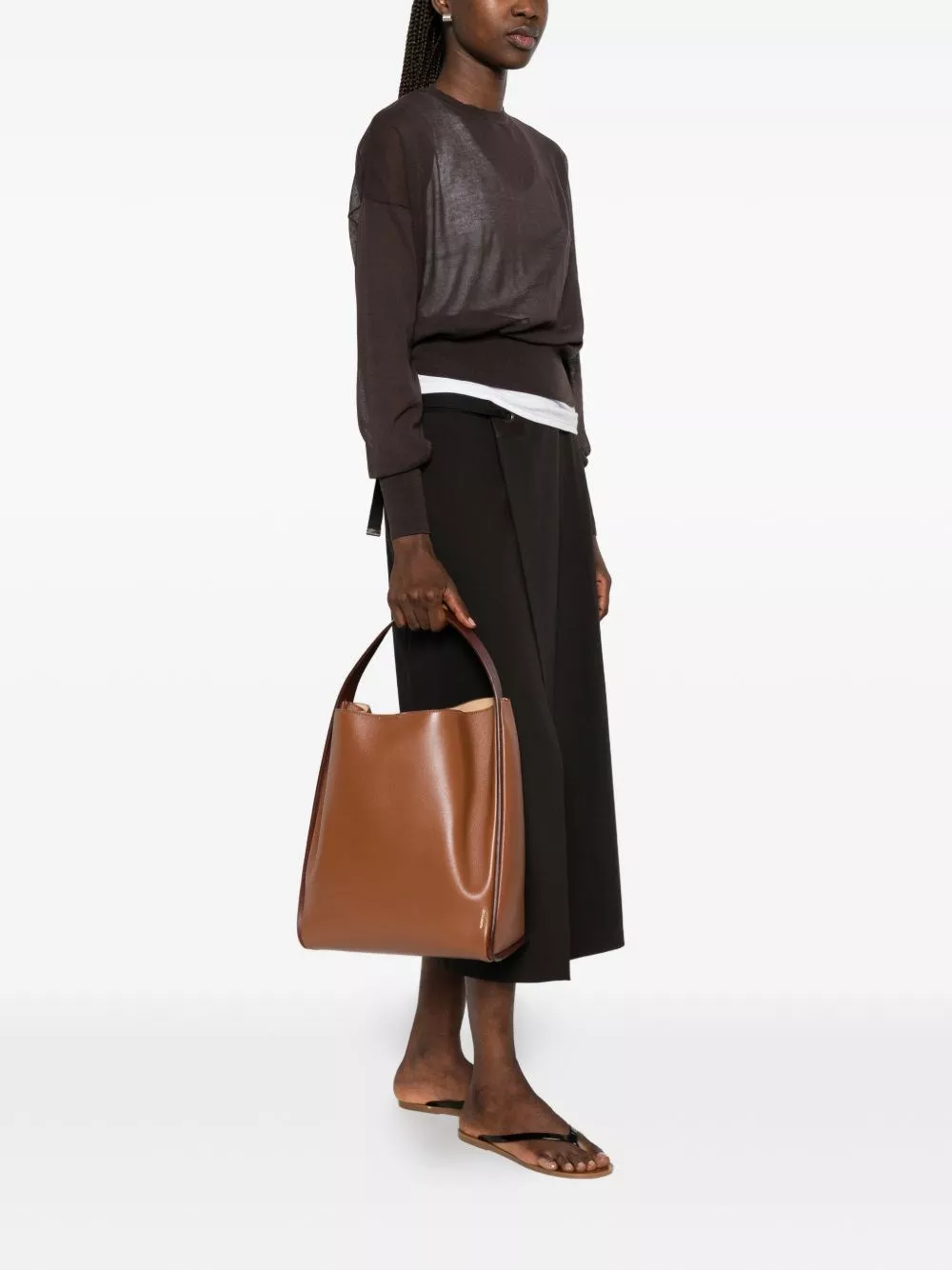 Jil Sander Borsa Tote in pelle Pivot, view 2