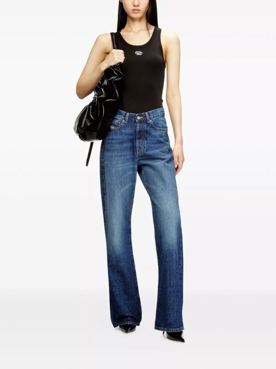 Diesel Top in cotone con logo, view 4