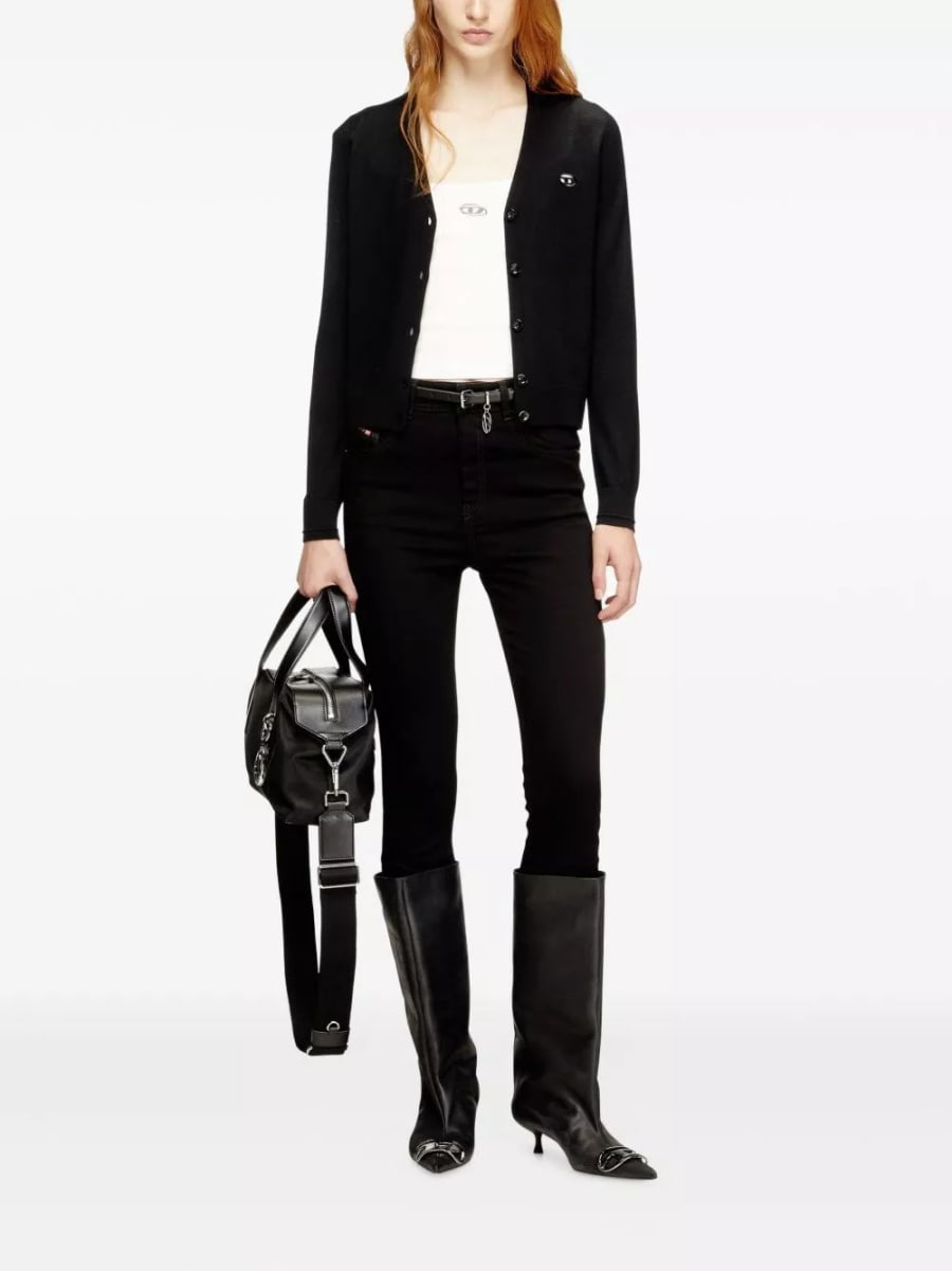 Diesel Top in cotone con logo, view 2