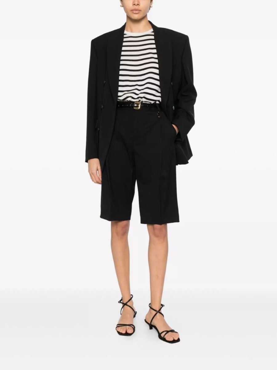 Soft goat T-shirt a righe in seta e cashmere, view 4