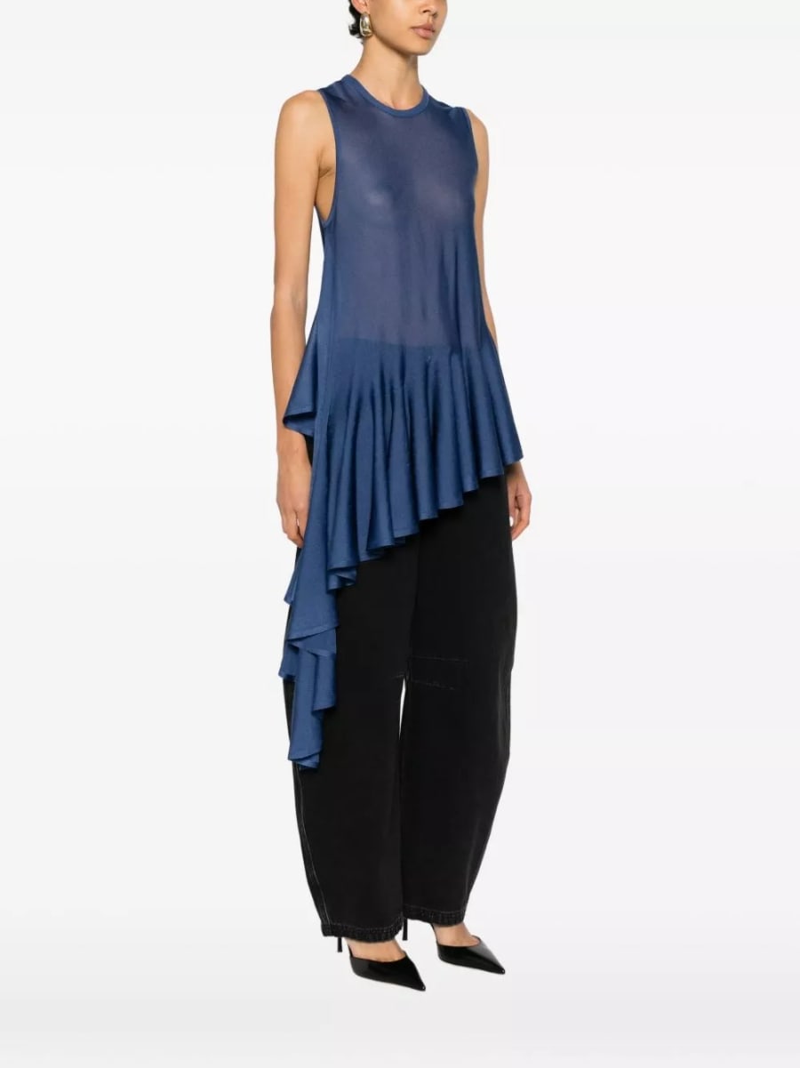Alaïa Top in denim asimmetrico, view 2