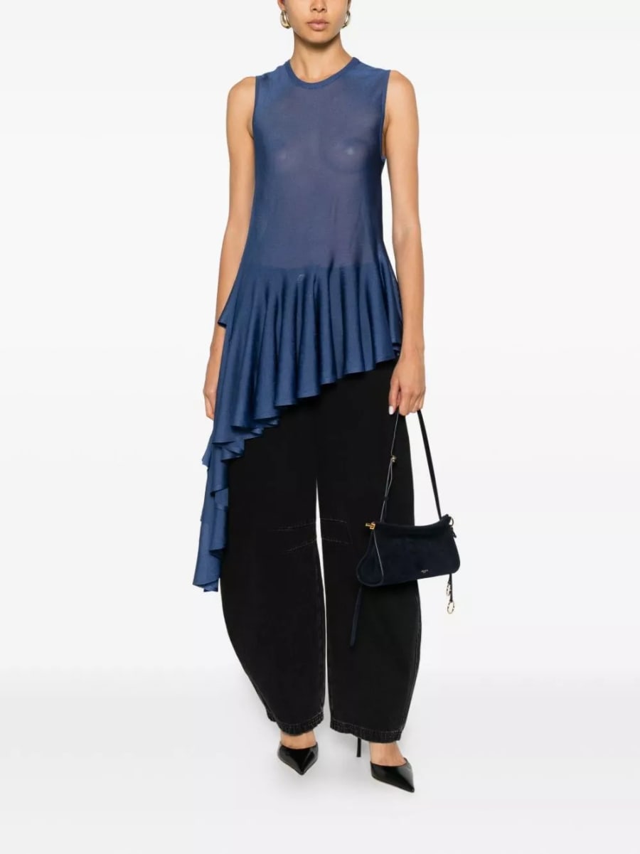 Alaïa Top in denim asimmetrico, view 5