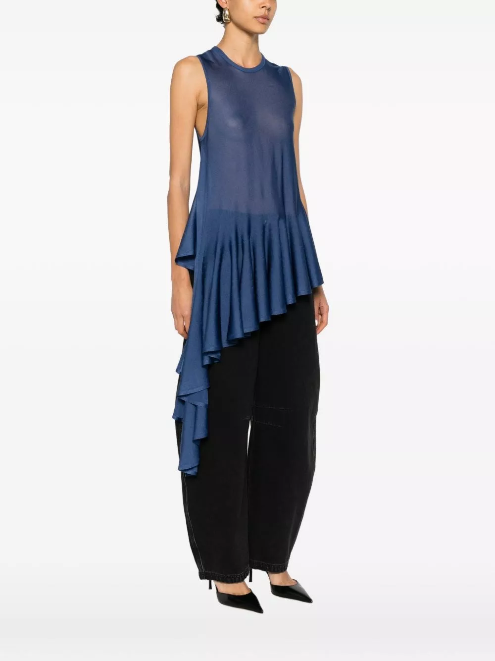 Alaïa Top in denim asimmetrico, view 2