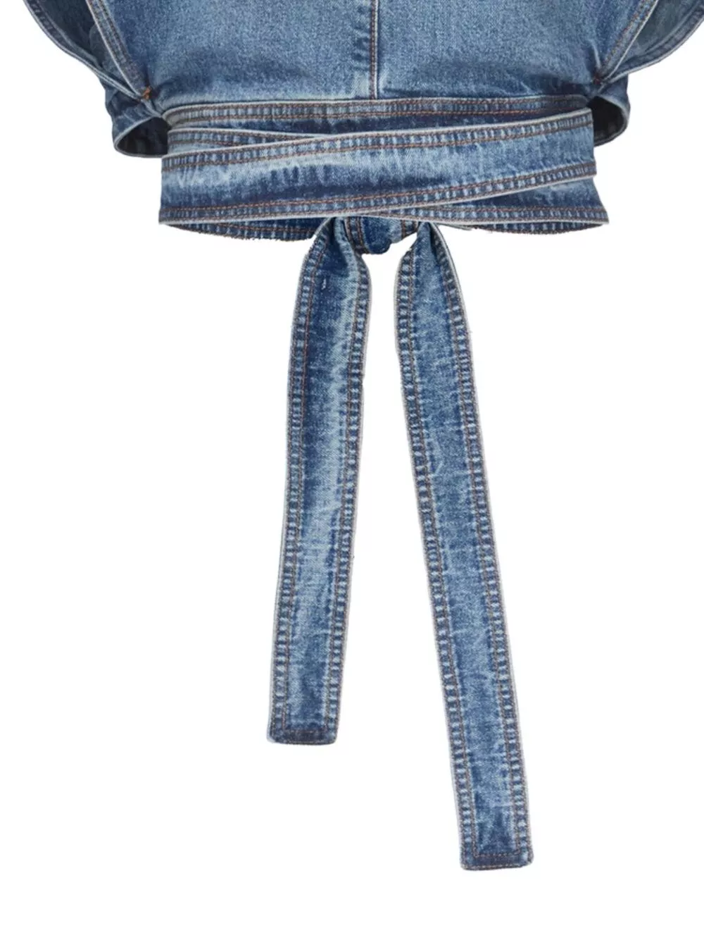 Alaïa Top in denim con cintura, view 2