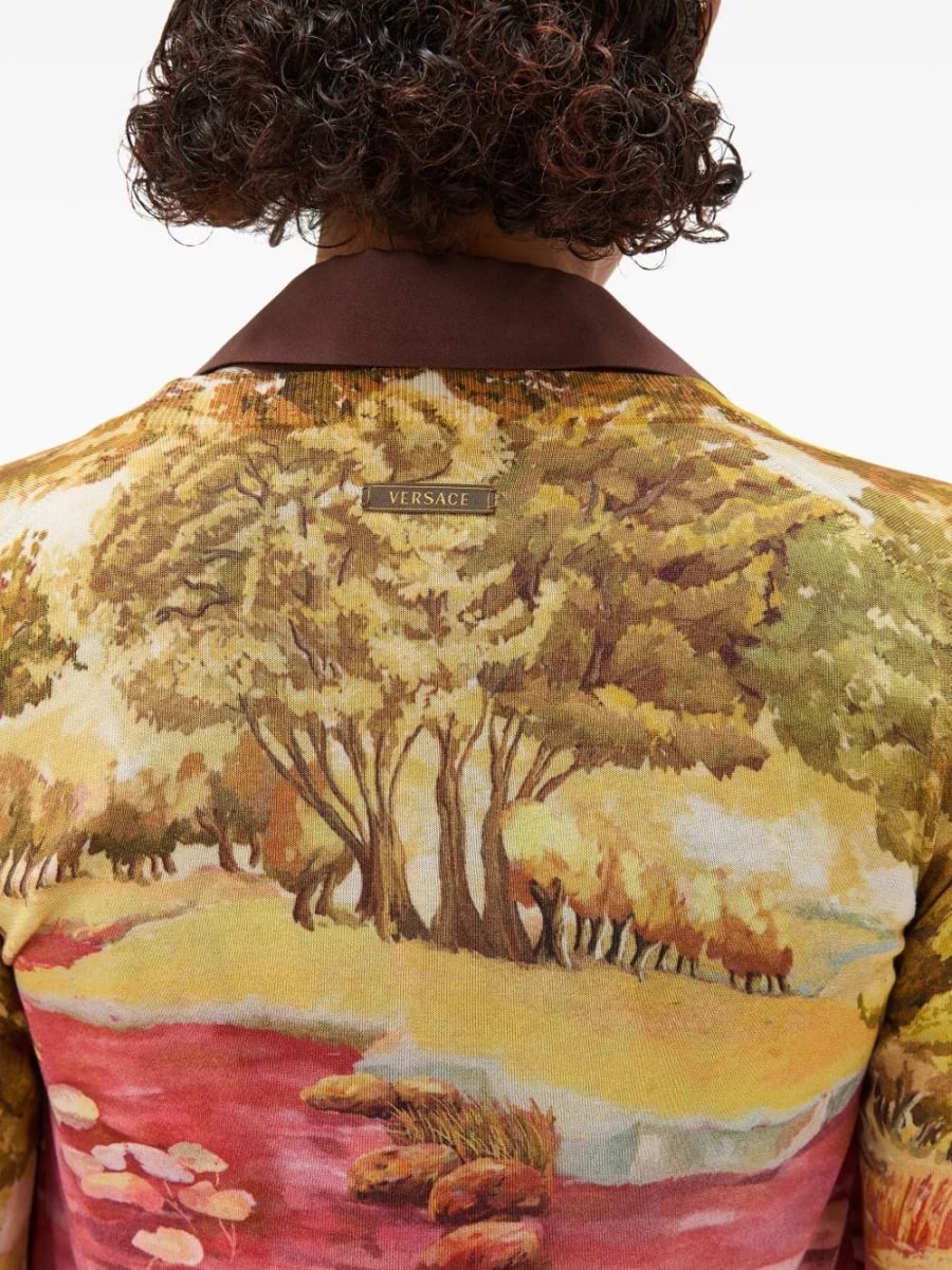 Versace Cardigan in seta stampata, view 2