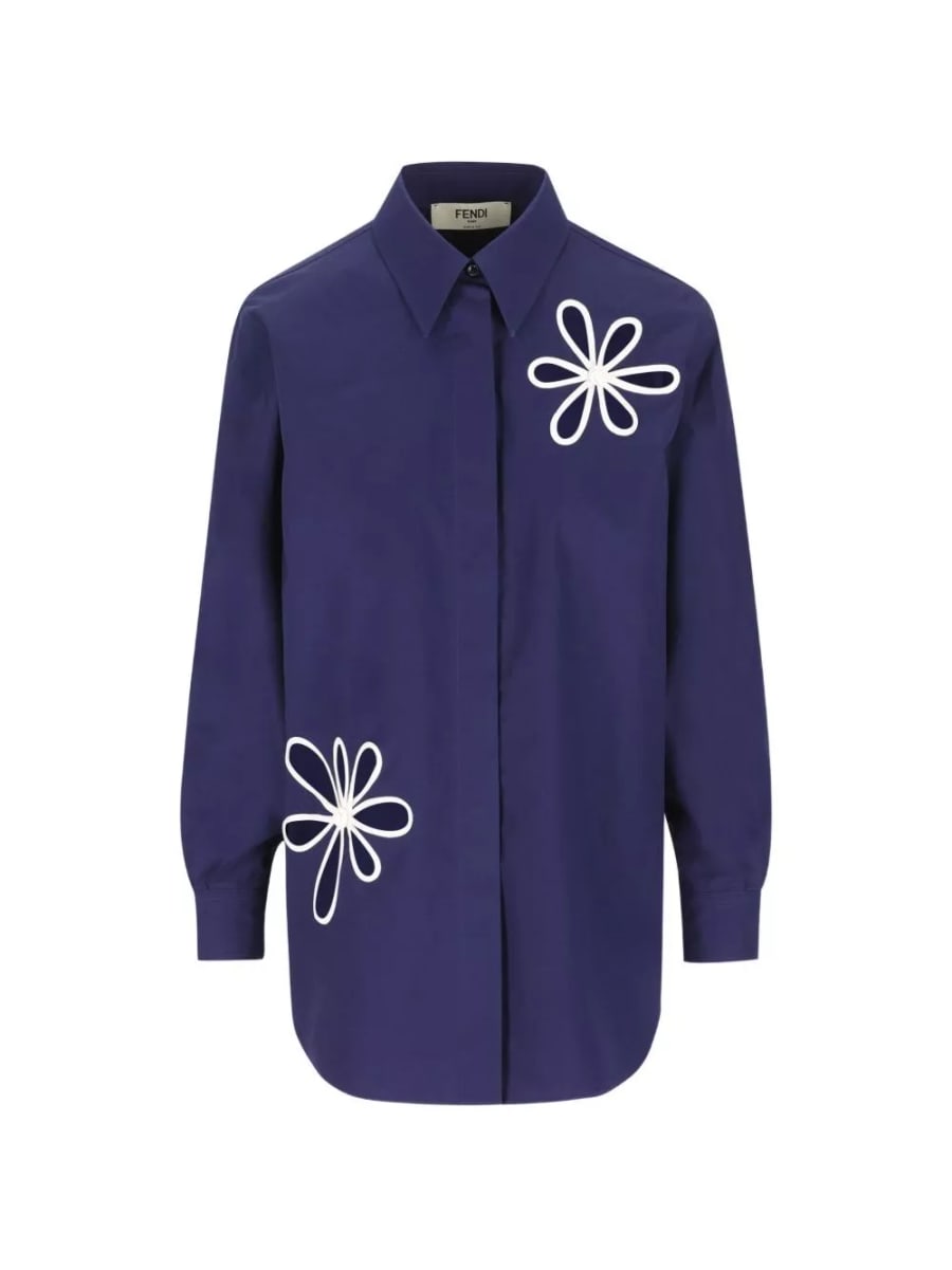Fendi Camicia in cotone ricamata