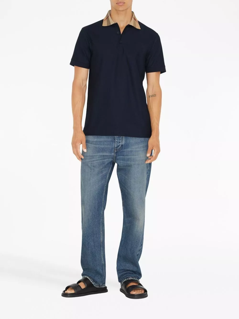 Burberry Polo in cotone con colletto Check, view 2