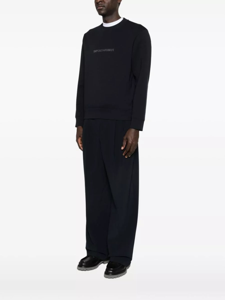 Emporio Armani Felpa in cotone con logo, view 3