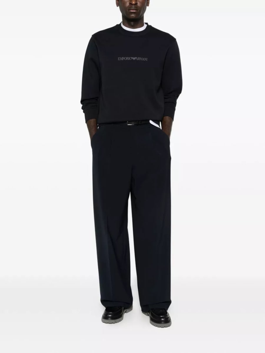 Emporio Armani Felpa in cotone con logo, view 4