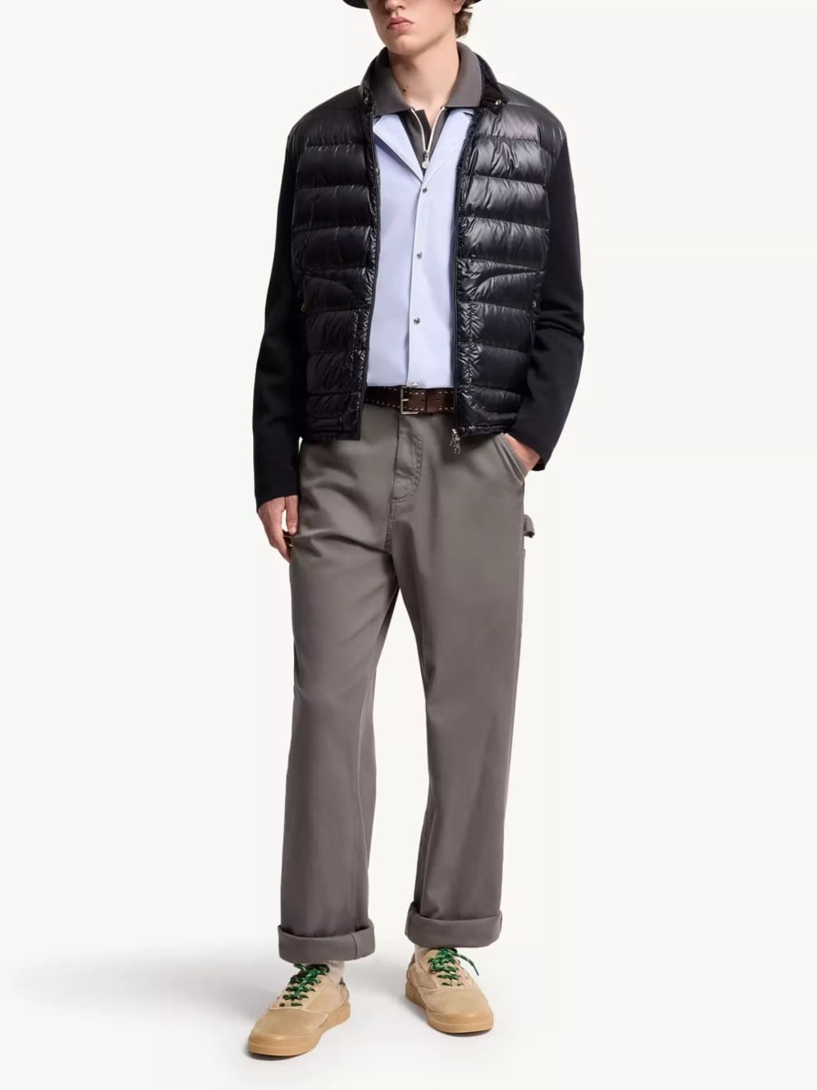 Moncler Cardigan in lana imbottita con zip, view 5