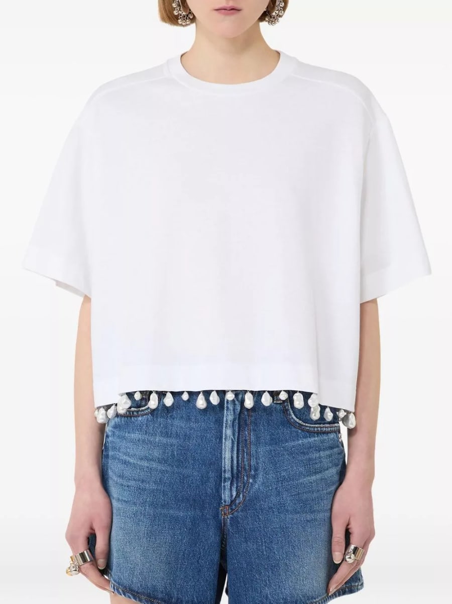 Sportmax T-shirt impreziosita in cotone, view 2
