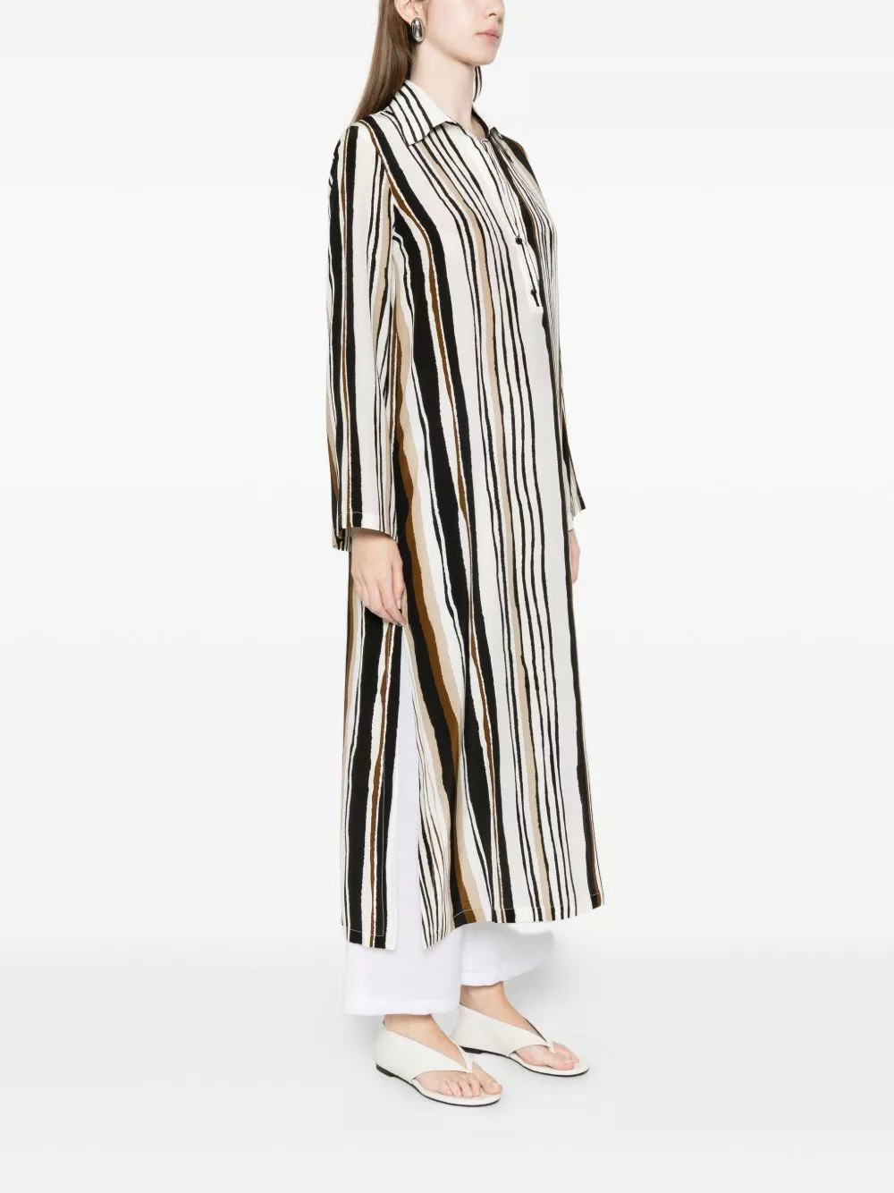 Max Mara Abito lungo in seta a righe, view 2