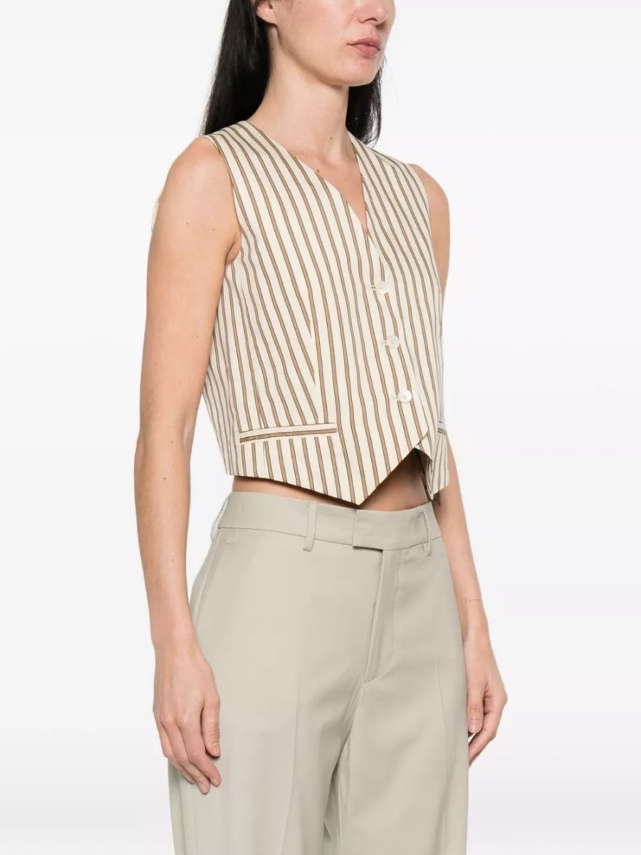 Max Mara Gilet a righe in cotone e seta, view 3