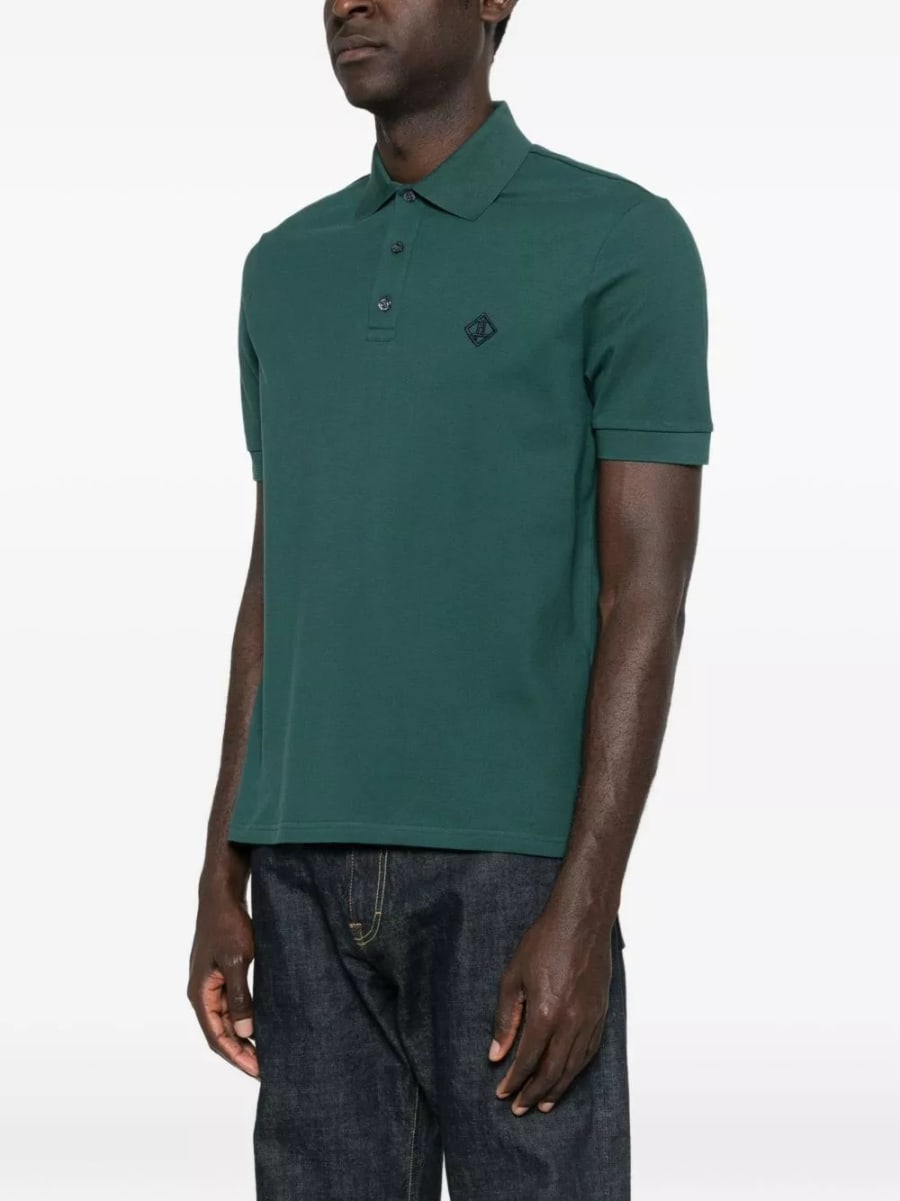 Herno la polo in cotone con logo, view 2