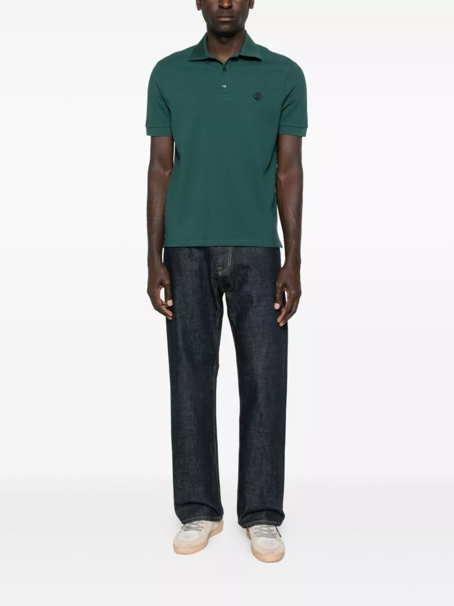 Herno la polo in cotone con logo, view 3