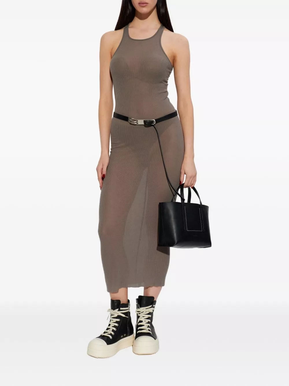 Rick Owens Abito midi a coste, view 2