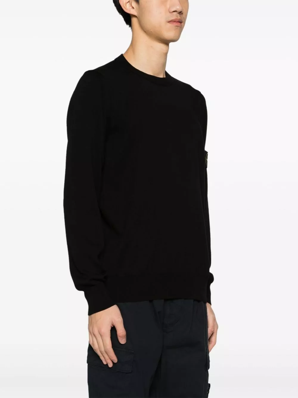 Stone Island Maglione girocollo con logo, view 2